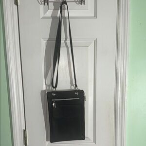 Urbanoxide Black Pebbled Rubber Streetwear Goth Emo Style Crossbody Bag 8x11x.5